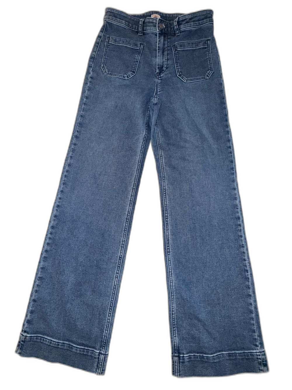 Faherty Second Wave High Rise Wide Leg Jeans Womens 29 Blue Stretch Denim Pants